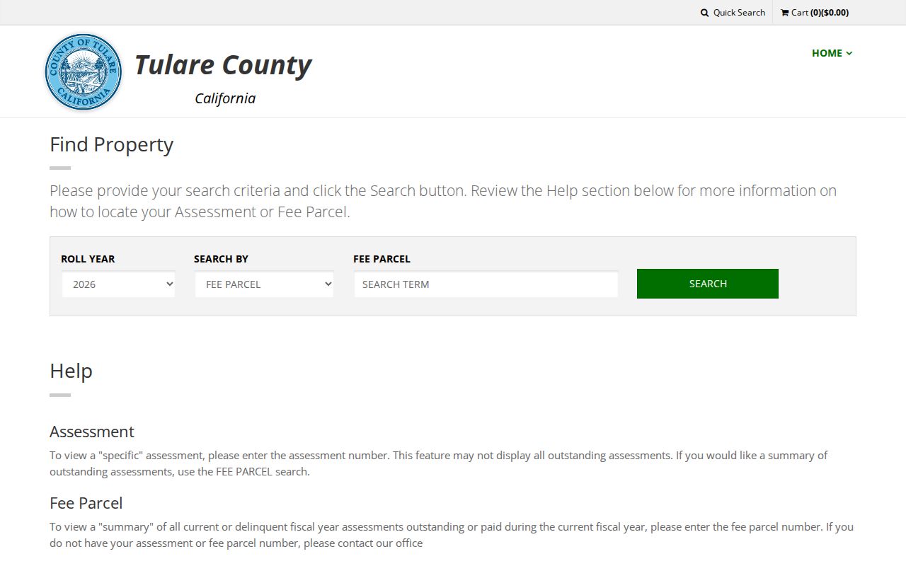 Tulare public records tax search fields for parcel and street address